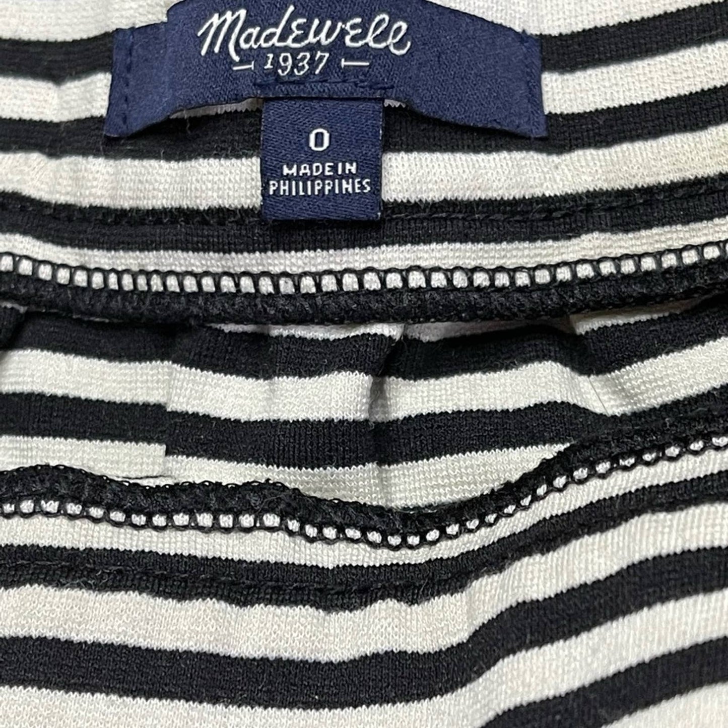 Madewell Swivel Ponte Stripe Pattern Straight/ Pencil Skirt Black White Size 0