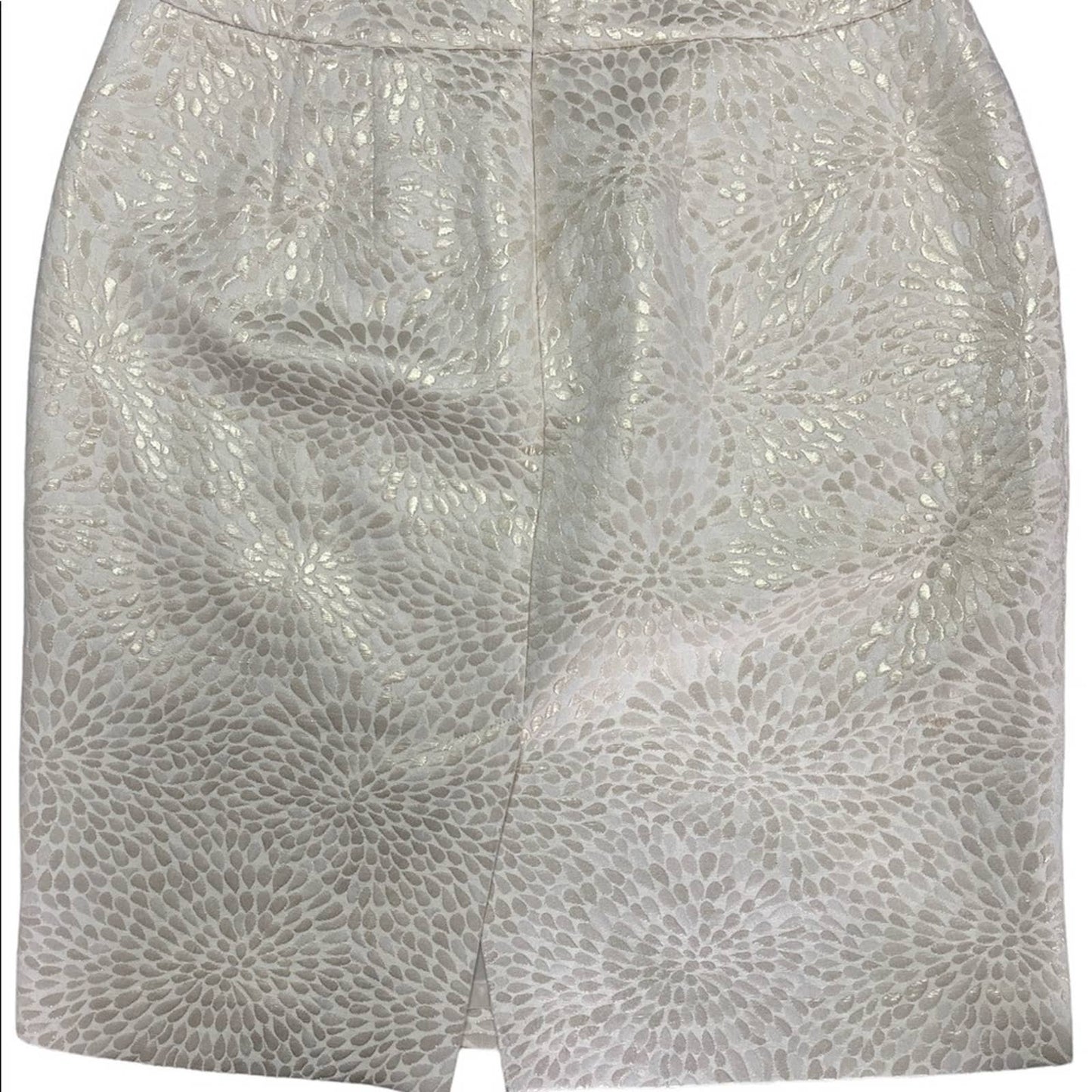 Ann Taylor LOFT Cream White Pencil Straight Texture Print Skirt Size 10