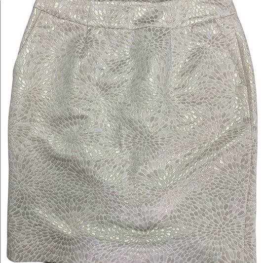 Ann Taylor LOFT Cream White Pencil Straight Texture Print Skirt Size 10