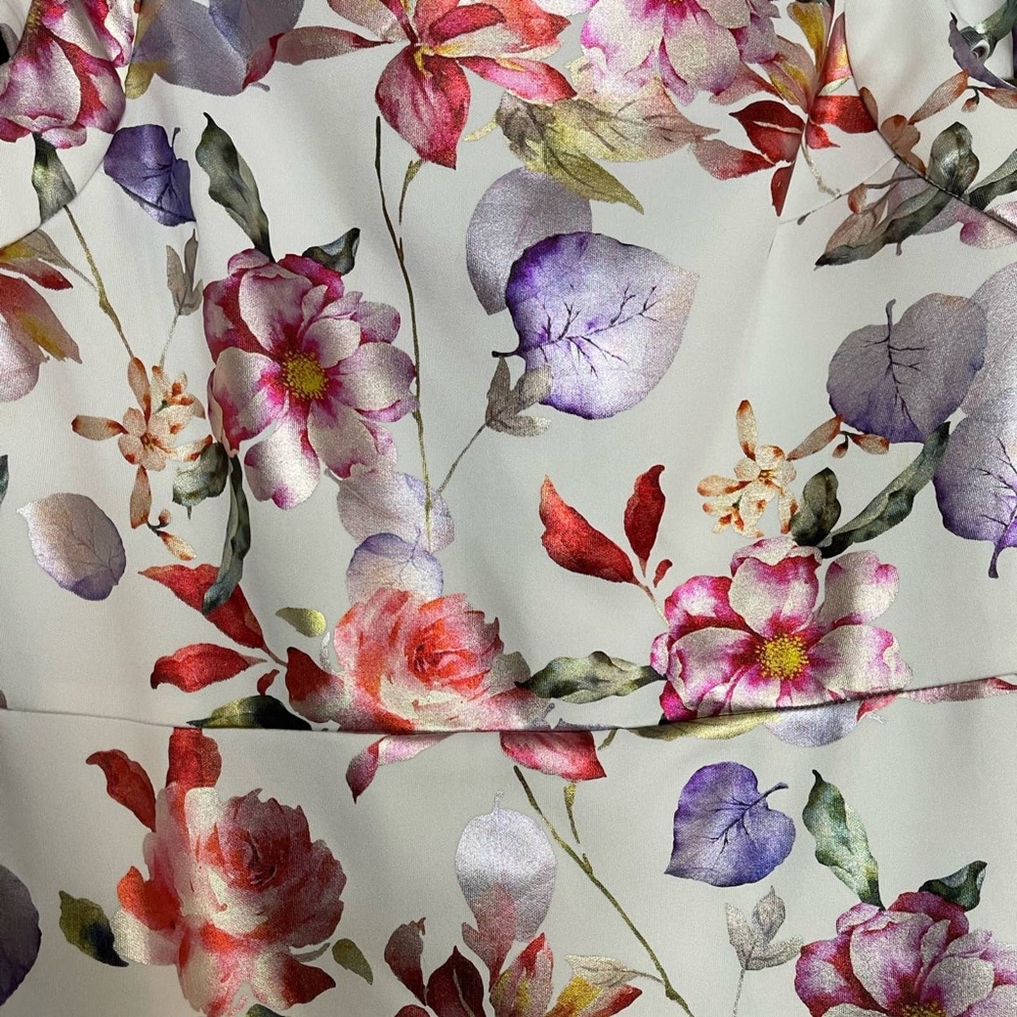 ECI New York Cold Shoulder Floral Shiny Midi Dress Size 6