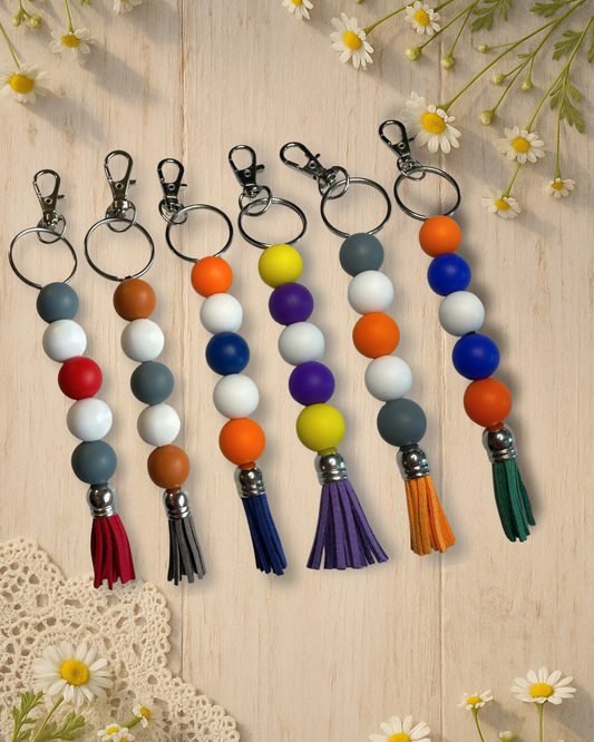 Silicone Beaded Stand-Alone Keychain | Team Color Keychains- Game Day Ready!
