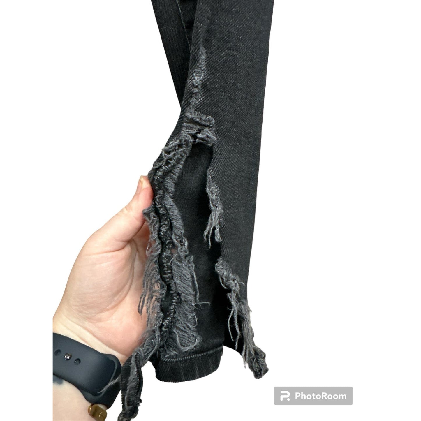 We The Free Black Super Distressed Skinny Jeans Side Slits Size 26