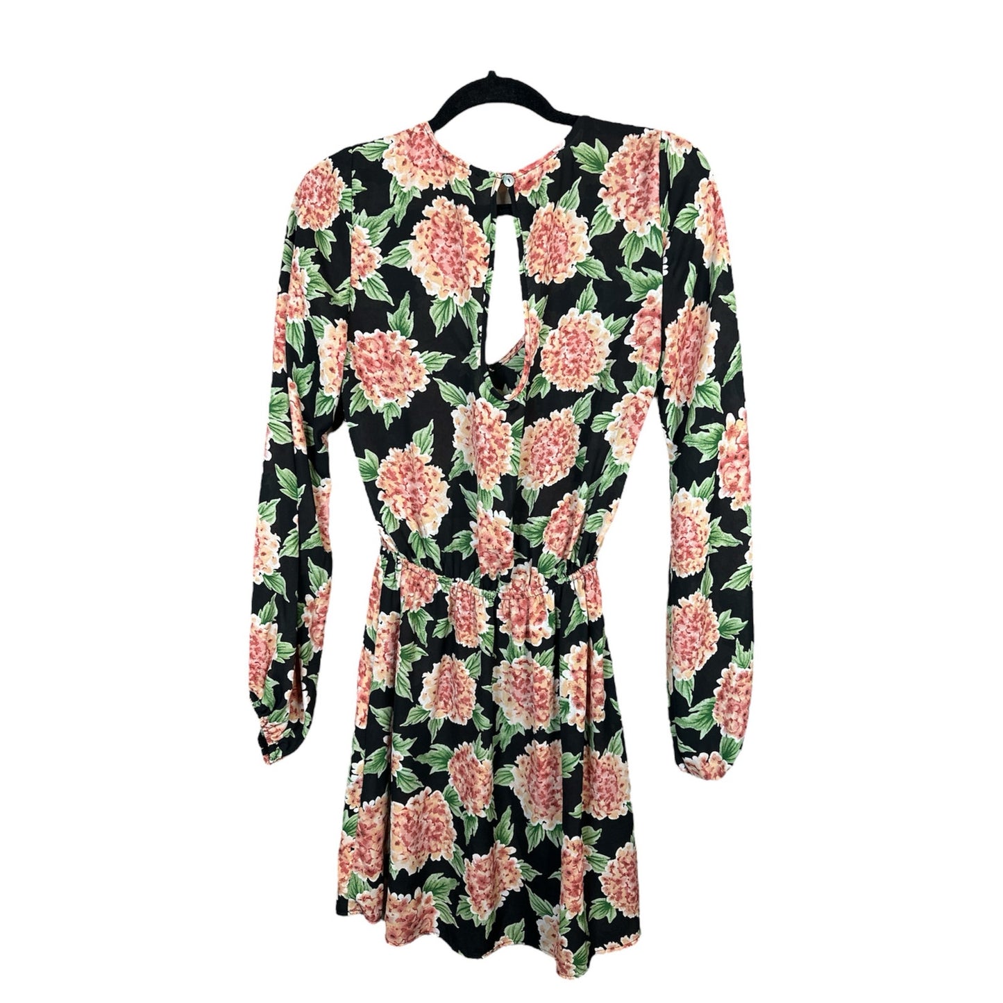 Show Me Your Mumu Long Sleeve Pink Black Floral Print Rainey Romper Size S