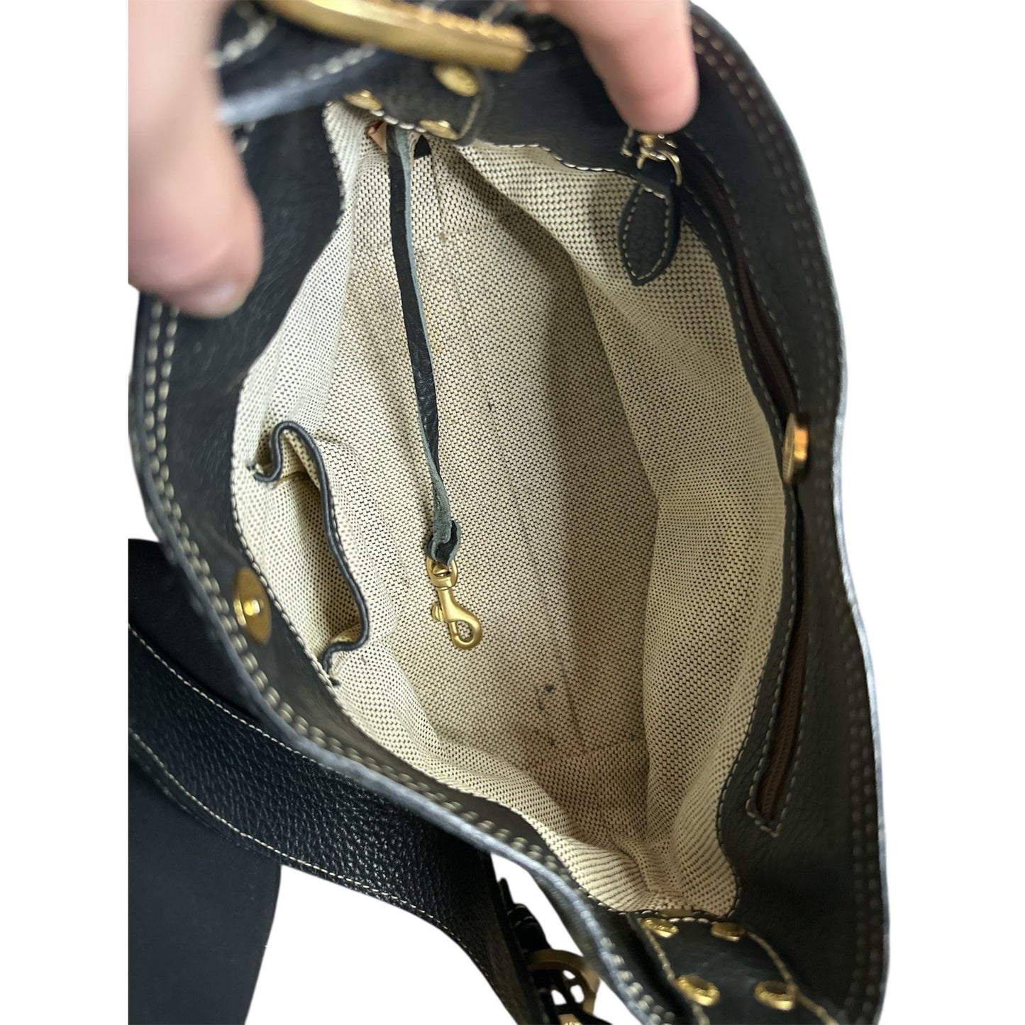 Dooney & Burke Signature Monogrammed Pattern Canvas Hobo Shoulder Strap Purse