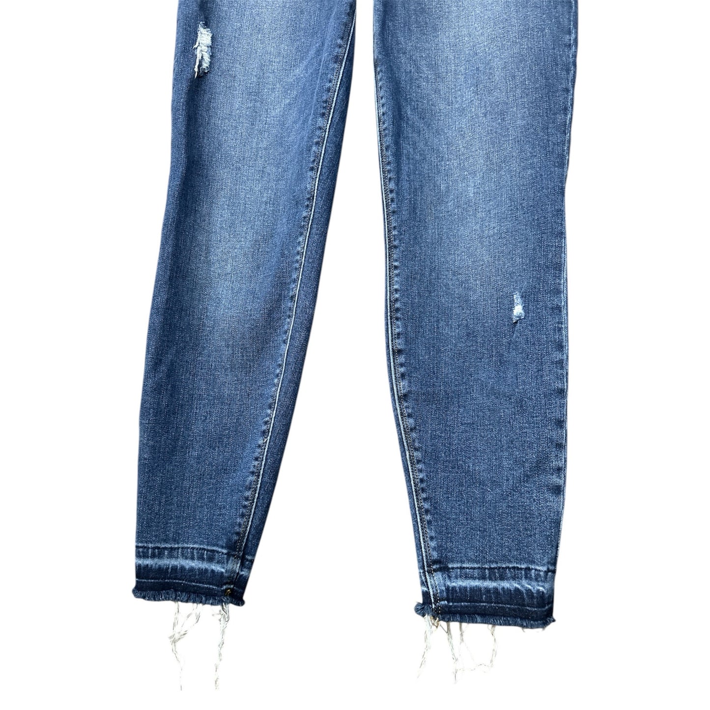 Spanx Blue Jean Denim Distressed Raw Hem Shaping Skinny Jeans Size Medium