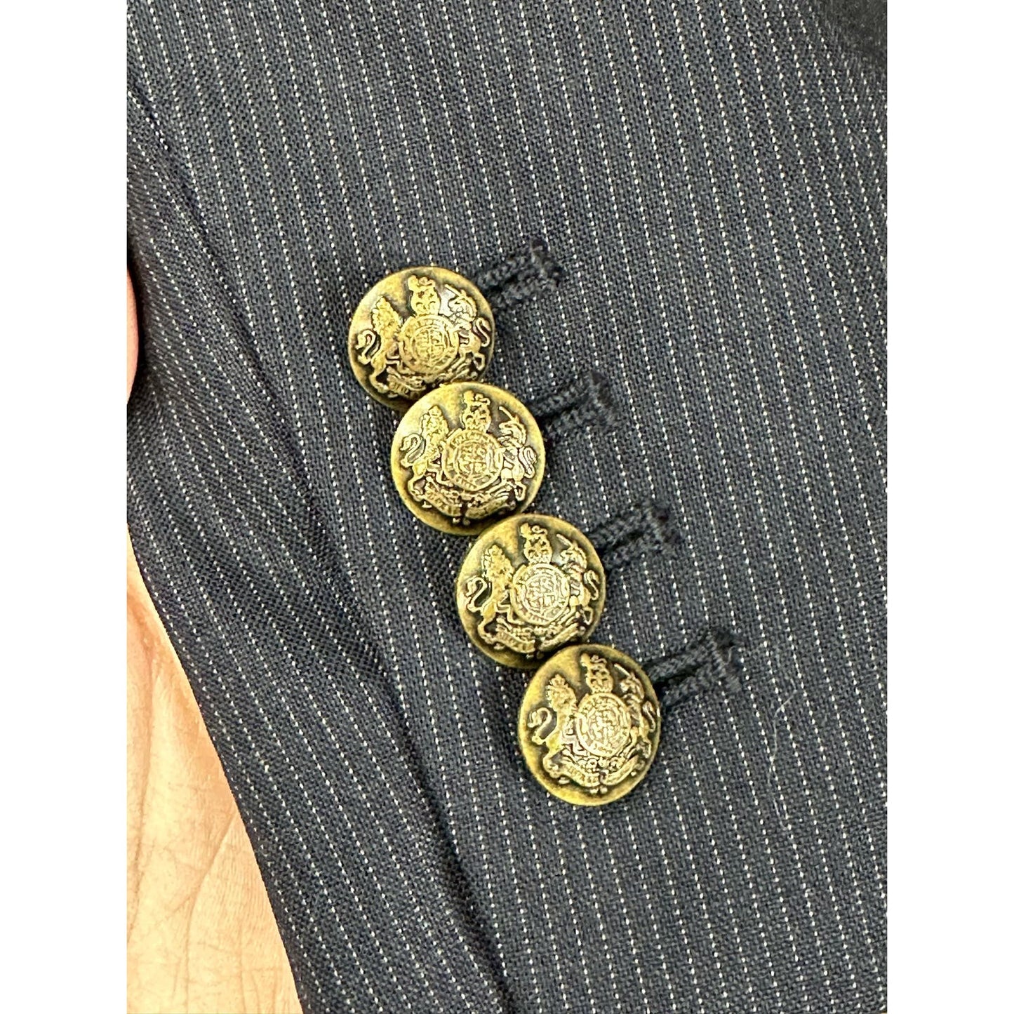 J. Crew Navy Blue Pinstripe Long Sleeve Blazer Wool Size 2