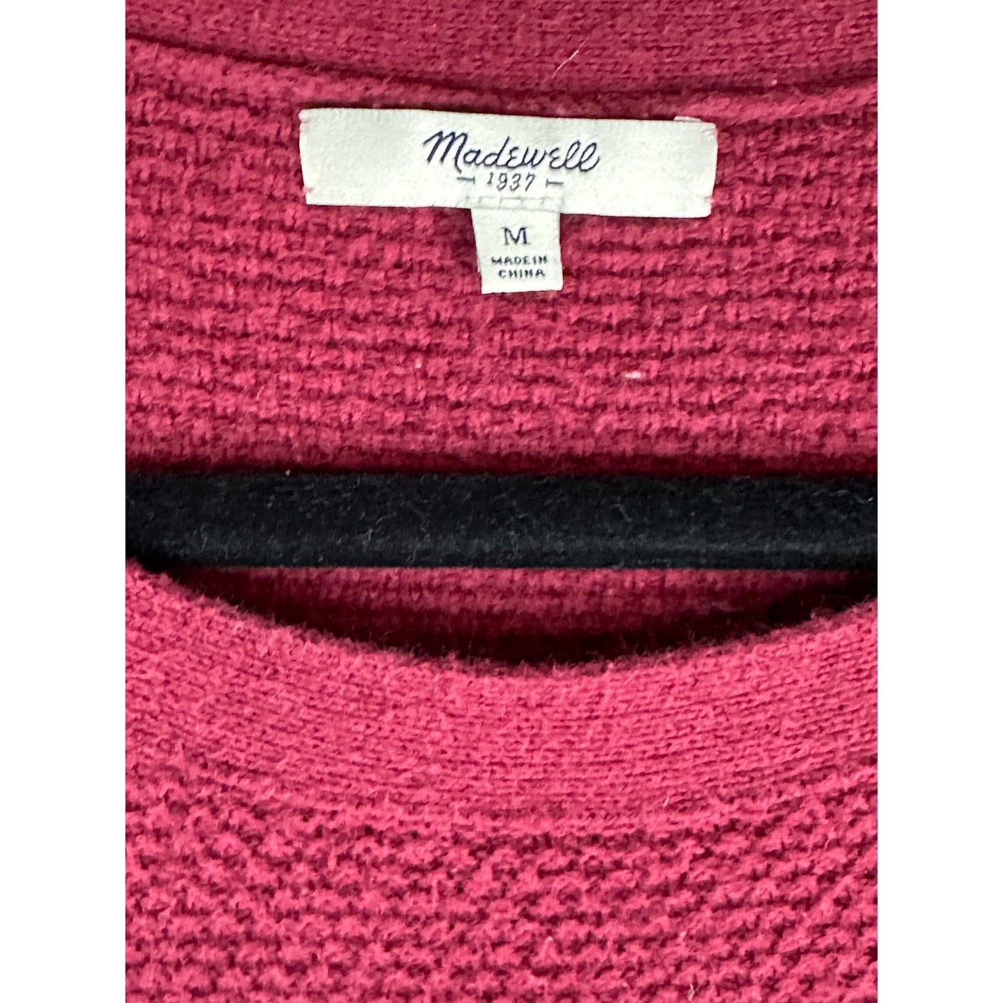 Madewell Red Maroon Long Sleeve Criss Cross Thick Knit Sweater size Medium