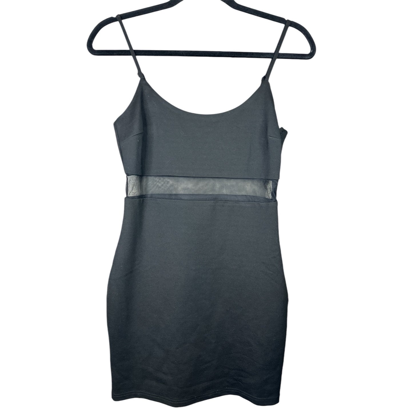Lulu’s Black Sleeveless Bodycon Mesh Cut Out Short Mini Dress Size Small