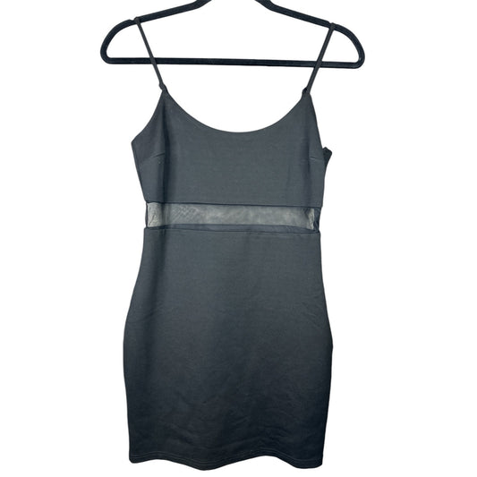Lulu’s Black Sleeveless Bodycon Mesh Cut Out Short Mini Dress Size Small