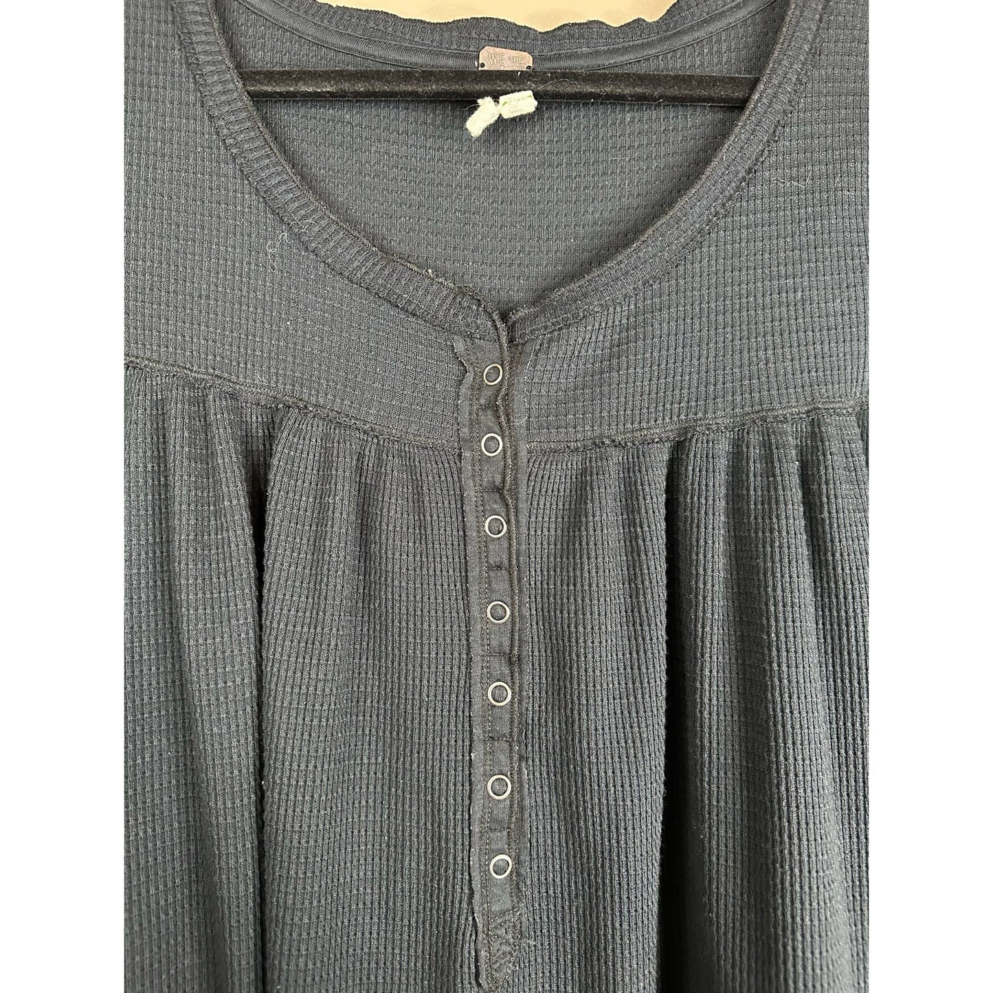 We The Free Black Button Down Scoop Neck Kai Henley Long Sleeve Tunic Size XS