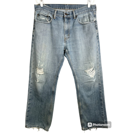 Men’s Levi’s 559 Light Wash Distressed Worn In Blue Jeans Denim Size 34X30