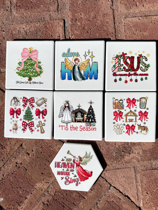 Handmade Decorative House Coasters | UV DTF & Sublimated Designs | One-of-a-Kind Home Decor