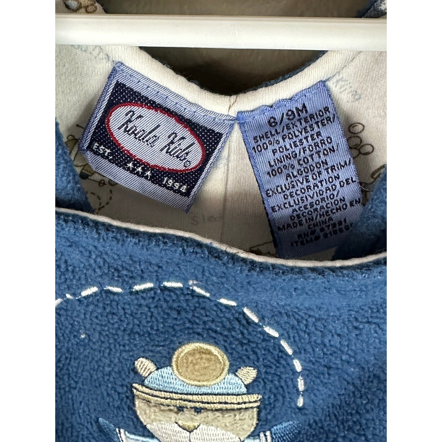 Boy’s Vintage Koala Kids Blue ‘Snowball Throwing’ Overall Bibs Size 6/9 Months
