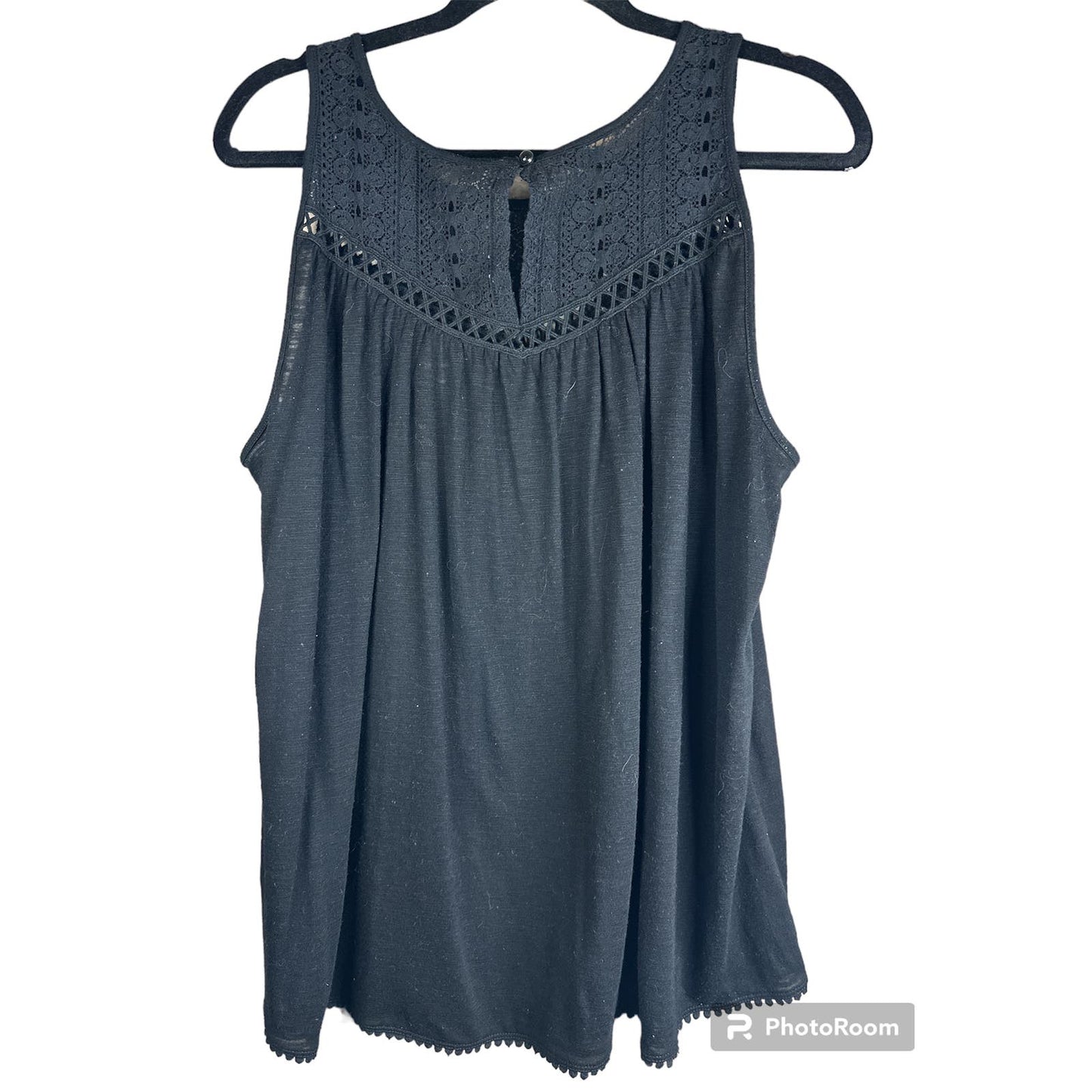 Torrid Black Sleeveless Scalloped Hem Scoop Neck Keyhole Tank Top Size 0X