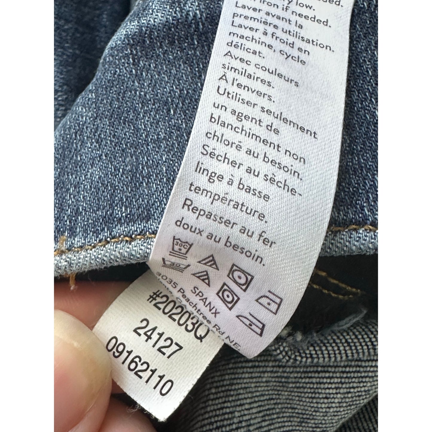 Spanx Blue Jean Denim Distressed Raw Hem Shaping Skinny Jeans Size Medium