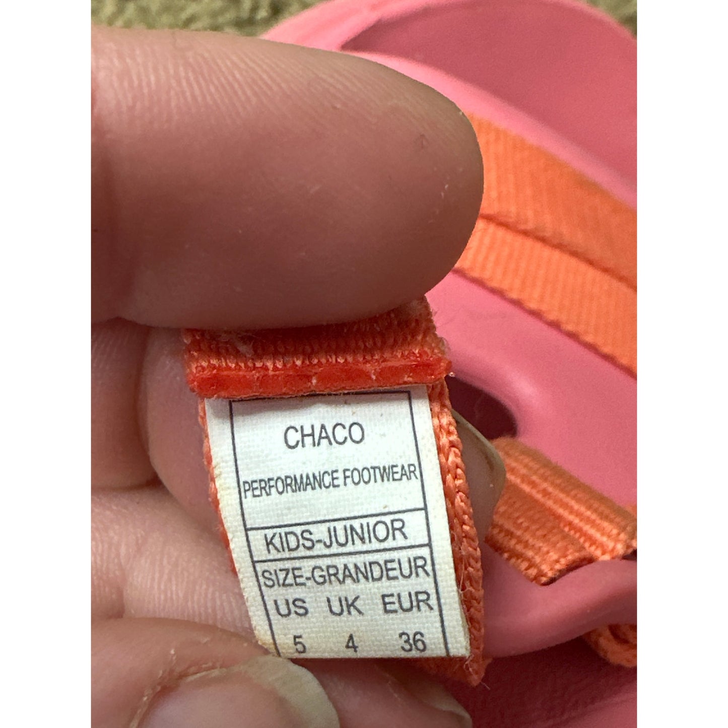 Big Kid’s Chaco Chillos Sport Slip On Sling Back Sandal Pink Orange Size 5