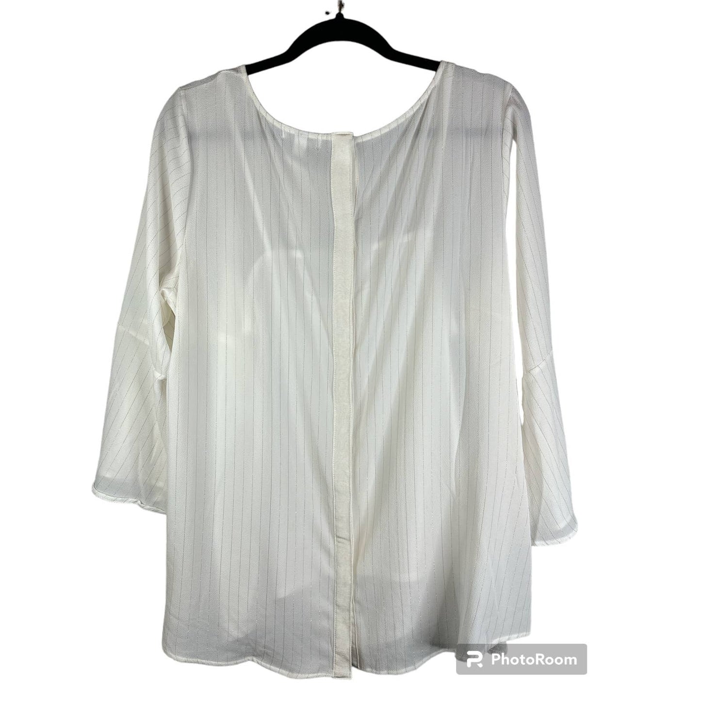 NWT Roz & Ali White Gold Long Bell Sleeves Blouse Under Tank Size XL