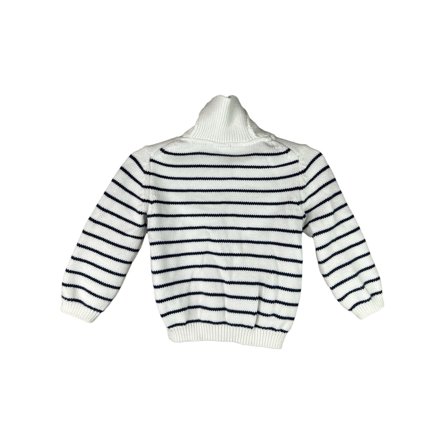 Boy’s Janie & Jack Thick Knit Long Sleeve White Blue Cardigan Size 12-18 Months