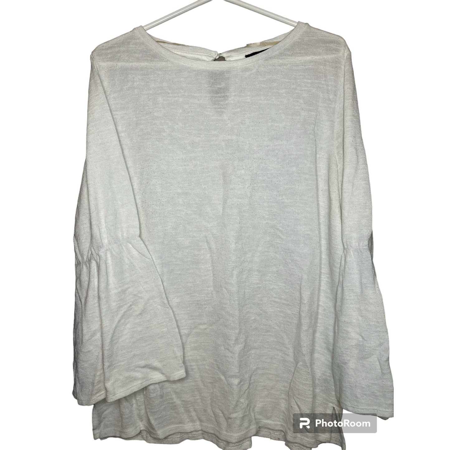 Sanctuary Bell Long Sleeves White Blouse Keyhole Size L