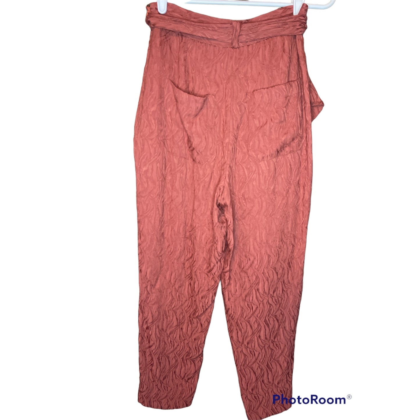 ETT:TWA By Anthropologie Tie Waist Rose Terrcotta Cropped Pull On Pants Size 4
