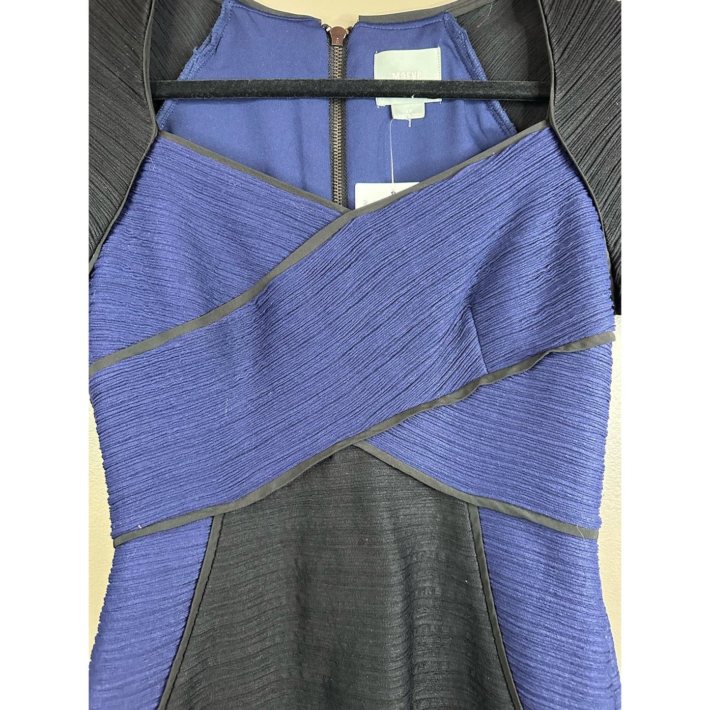 NWT Maeve Short Sleeve Black Blue Bodycon Fitted Dress Size 2P