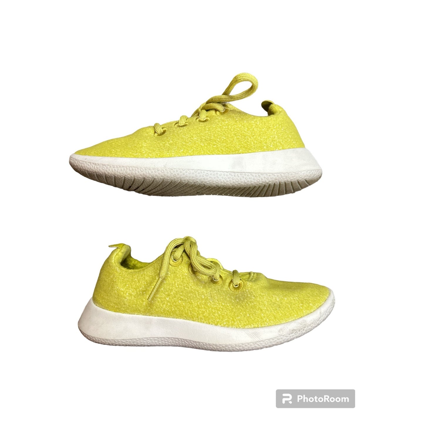 Women's Allbirds Neon Yellow Lace Up Wool Athletic Runners Sneakers Shoes Size 5