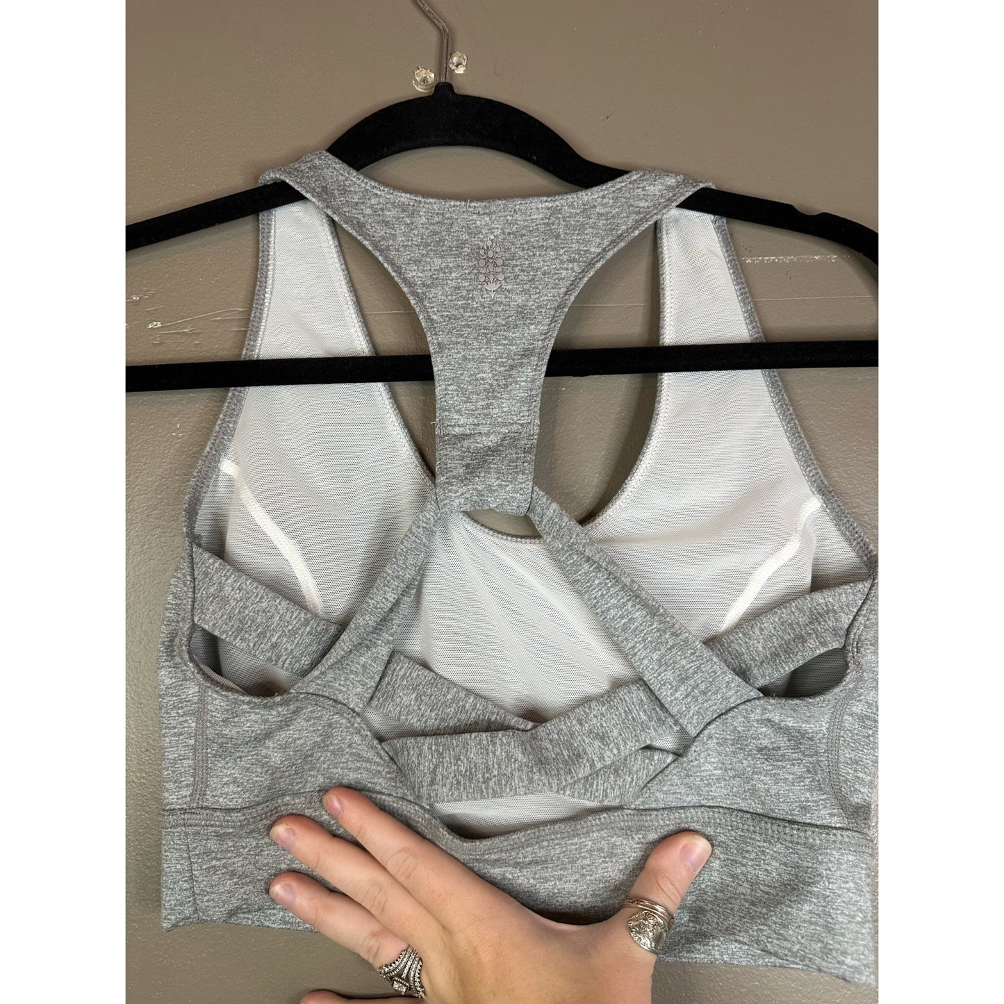 Free People Movement Grey Sports Bra Light Synergy Yoga Crop Top Size Small