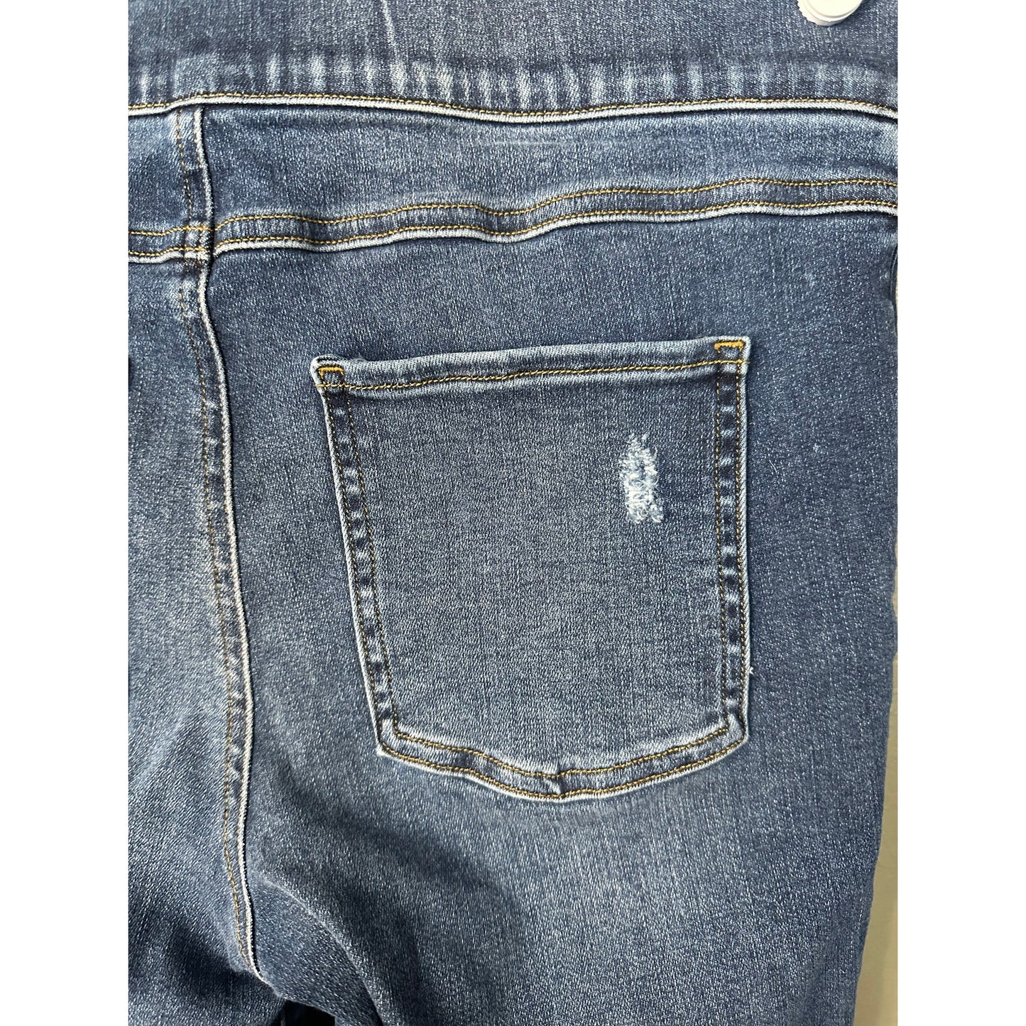 Spanx Blue Jean Denim Distressed Raw Hem Shaping Skinny Jeans Size Medium