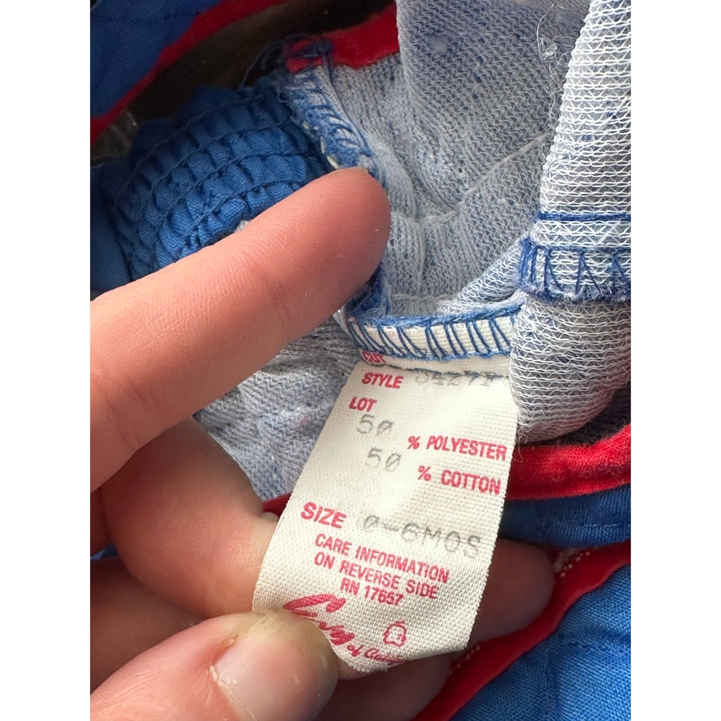 Boy’s Vintage Blue Red Quilted Overall Bibs Butto Train Pants Size 0-6 Months