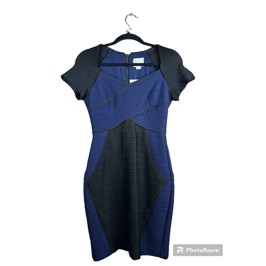 NWT Maeve Short Sleeve Black Blue Bodycon Fitted Dress Size 2P