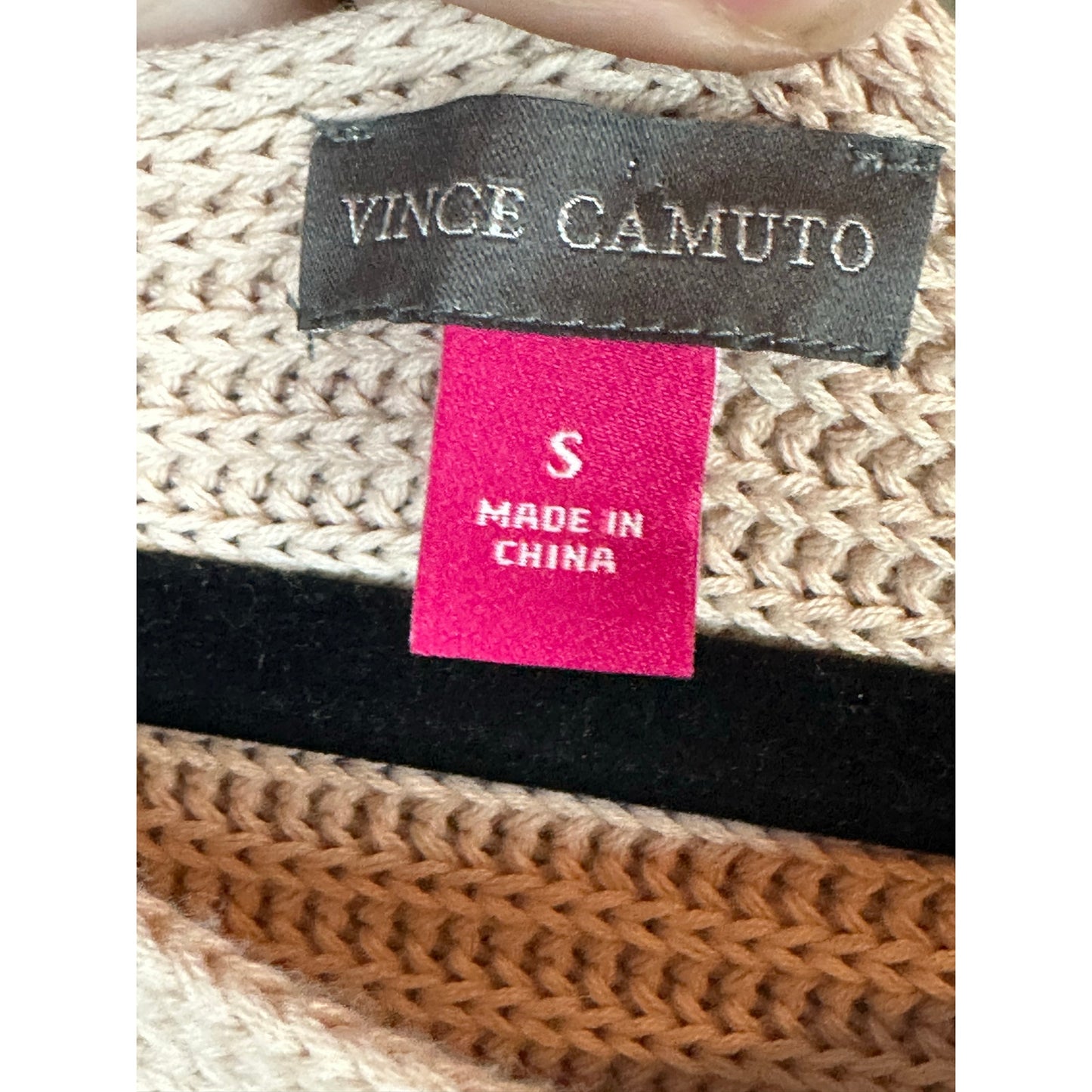 Vince Camuto Long Sleeve Scoop Neck Tan Oversized Pull Over Sweater Size Small