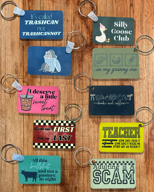 Double-Sided Hardboard Keychain | Sublimated Rectangular Keychain | Handmade Bag Charm