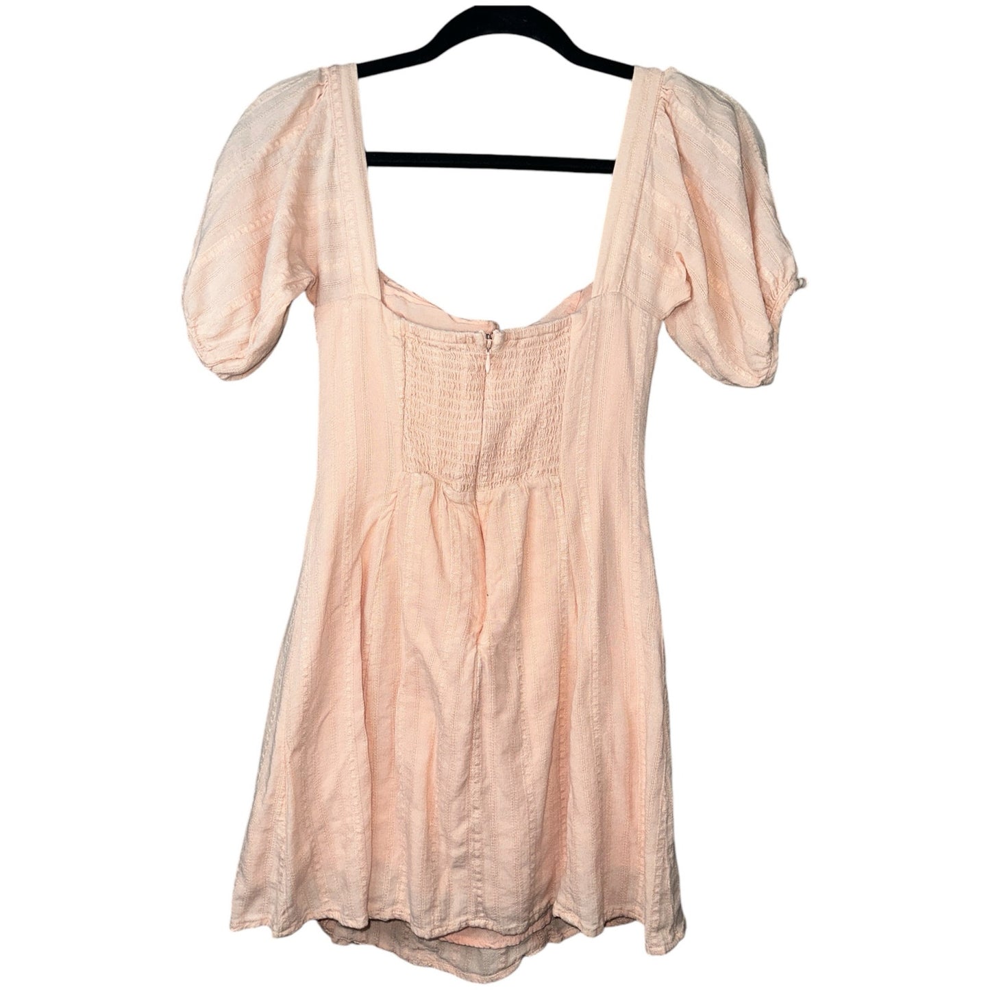 Lulu’s Pink/ Peach Tie Detail Short Sleeve Off Shoulder Mini Dress Size Small