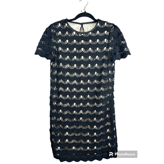 Kate Spade New York Black Beige Short Sleeve Keyhole Detail Dress Size 2