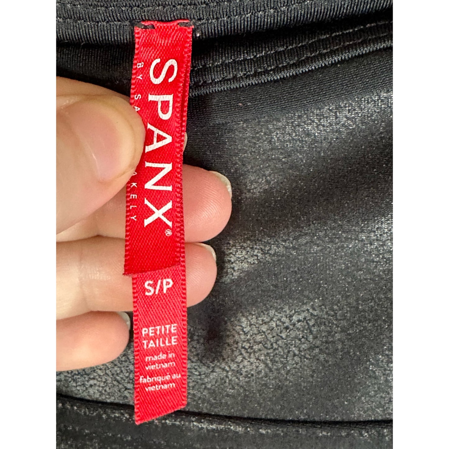 Spanx 'Faux Leather Leggings' Shimmery Sparkly Black Leggings Size Small Petite