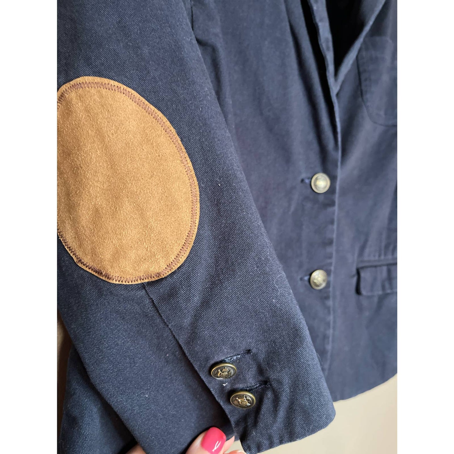 BDG Urban Outfitters Navy Blue Long Sleeve Elbow Patches Blazer Size Medium