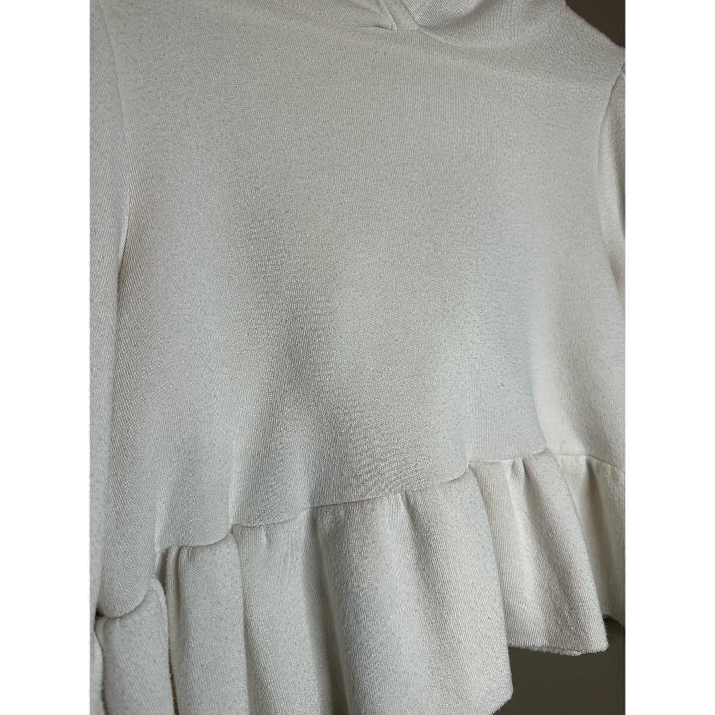 Urban Outfitters Project Social T White Long Sleeve Peplum Cropped Hoodie Size M
