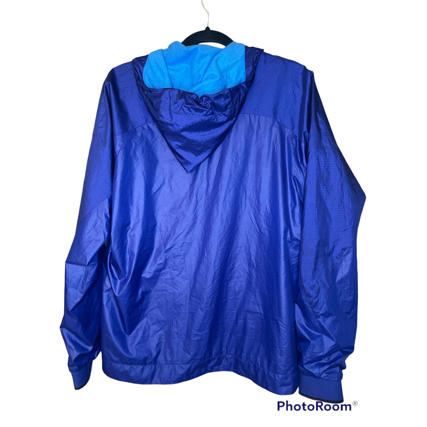 Nike Blue Long Sleeve Hooded Windbreaker Dry Fit Size M