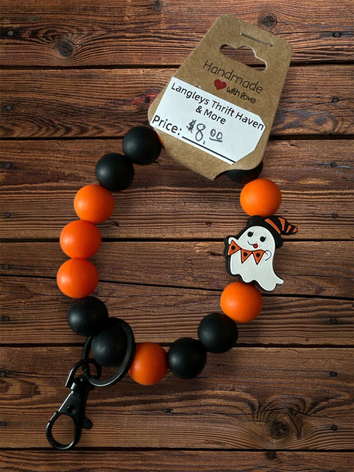 Halloween Silicone Beaded Keychain Stand Alone + Wristlets | Halloween Ghost Fall Silicone Bead Keychain