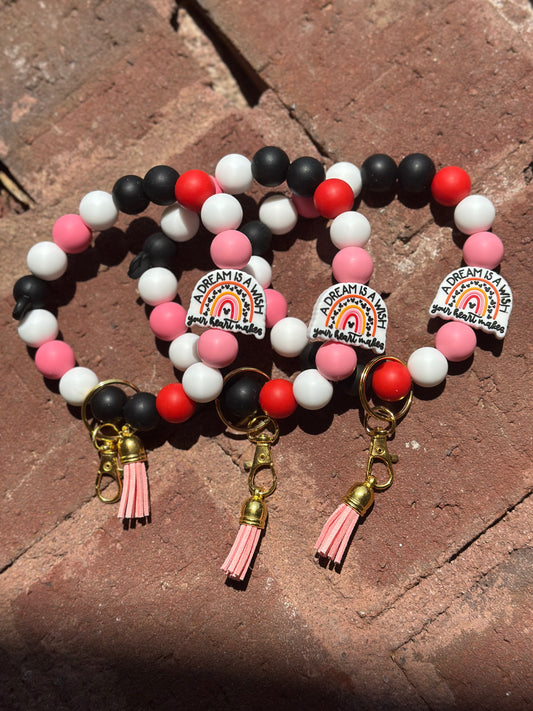Silicone Beaded Wristlet Keychain| Dream is A Wish Your Heart Makes