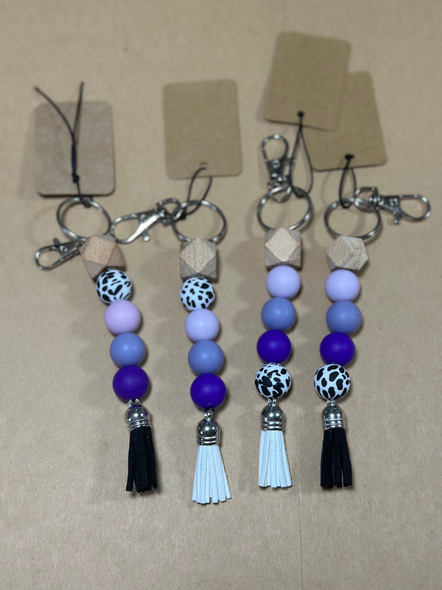 Silicone Bead Keychain| Purple Ombre Standalone Keychain