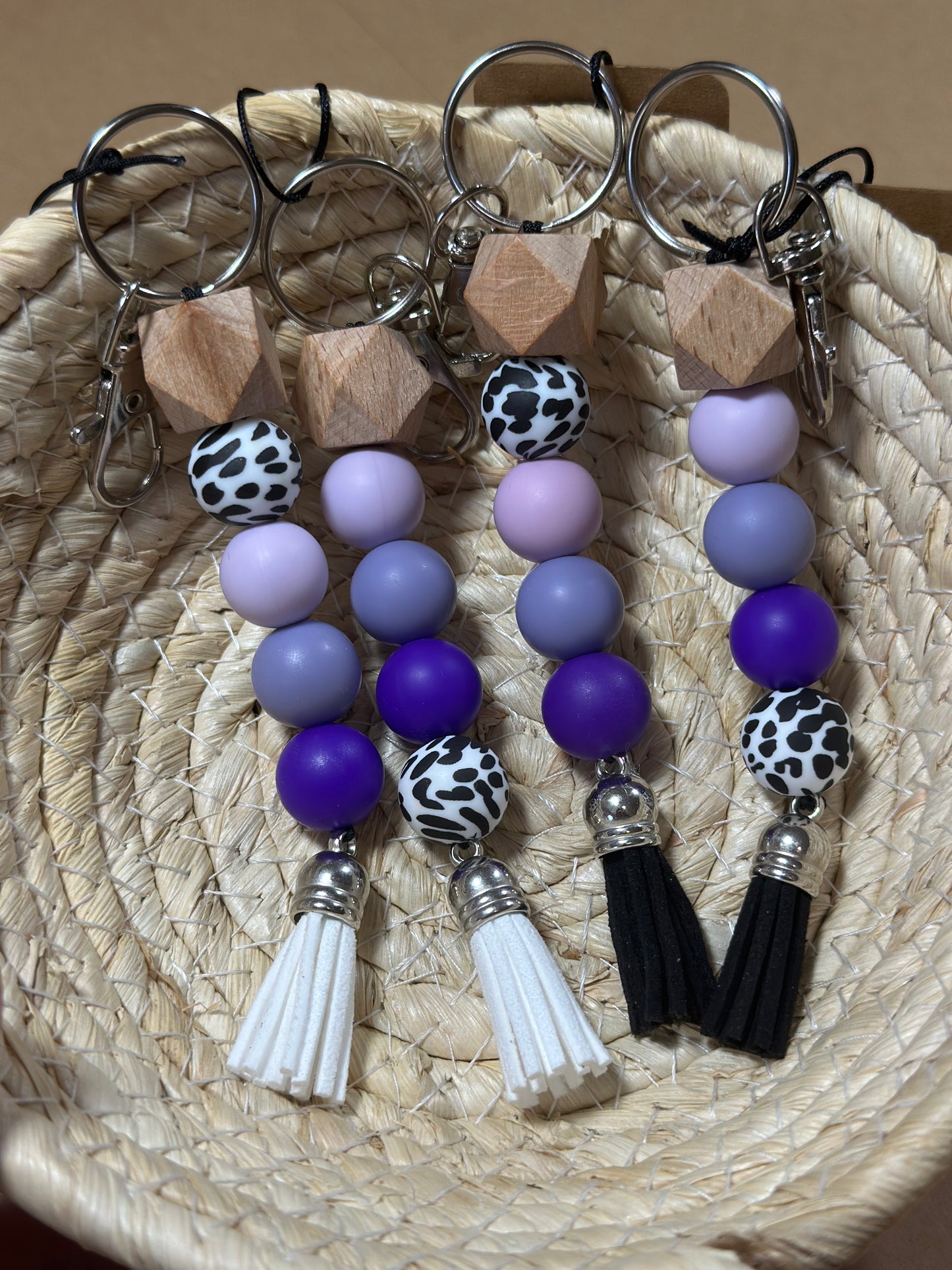 Silicone Bead Keychain| Purple Ombre Standalone Keychain