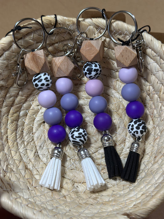 Silicone Bead Keychain| Purple Ombre Standalone Keychain