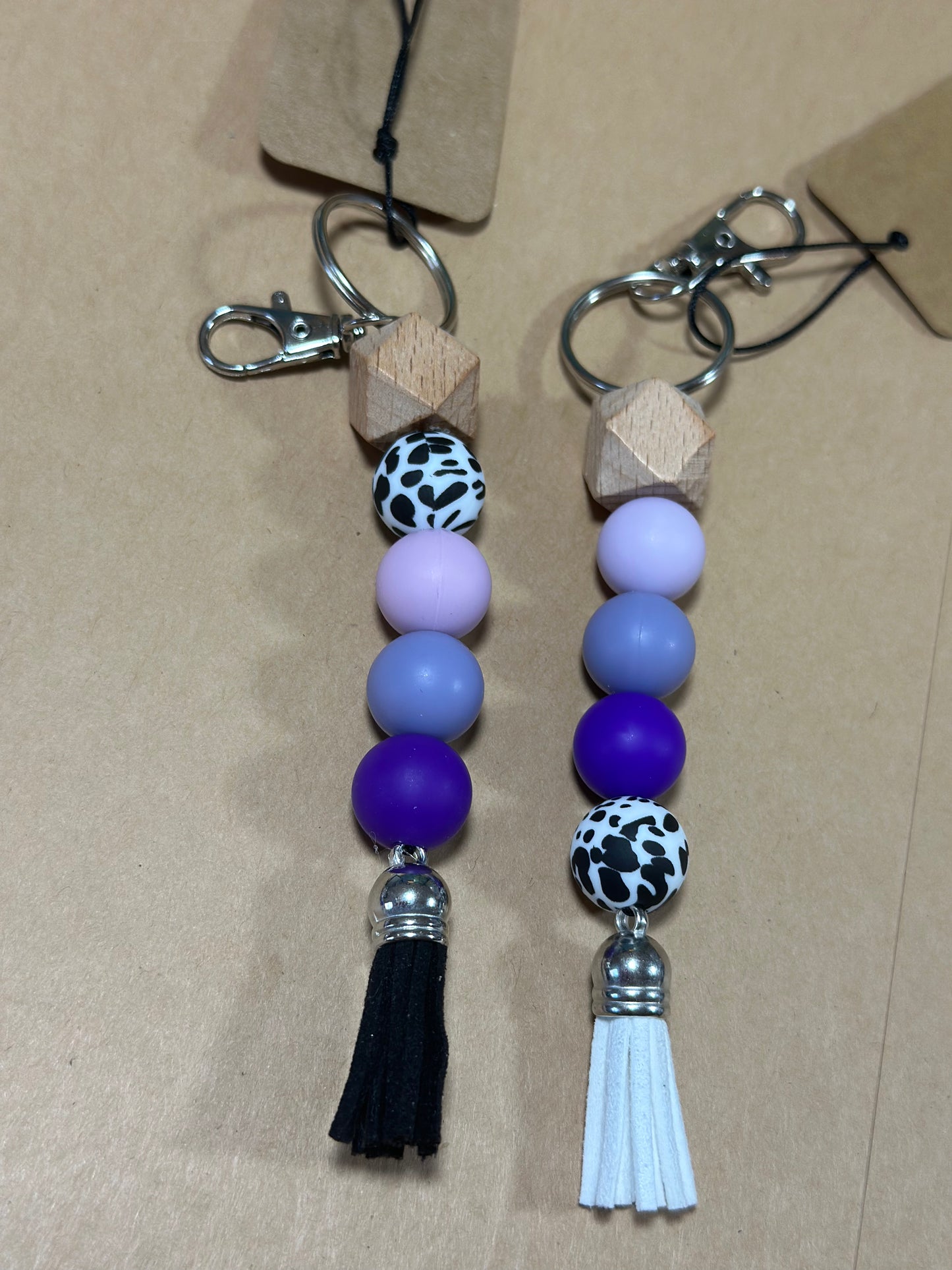 Silicone Bead Keychain| Purple Ombre Standalone Keychain