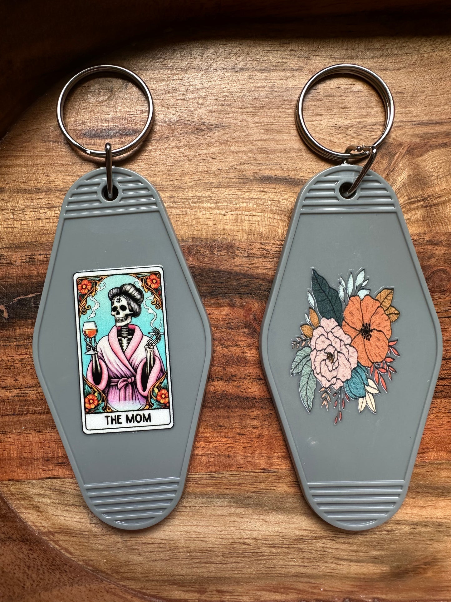 Motel Keychains- 'Deadly Destinies' Tarot Card Skeleton Keychains