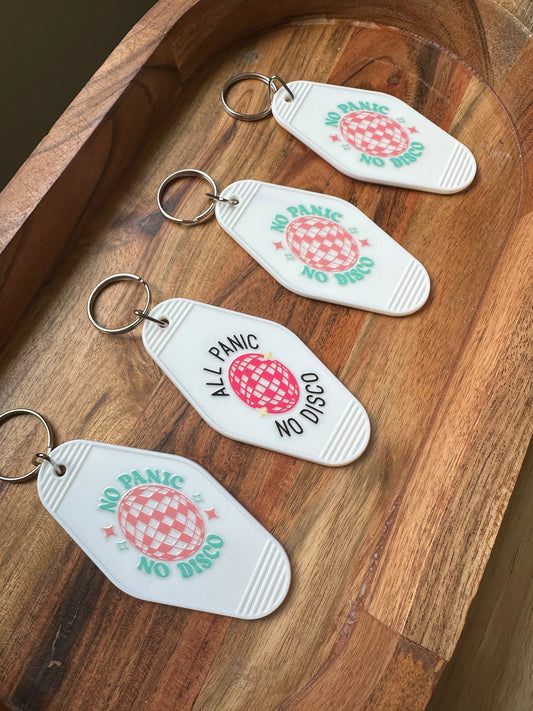 Motel keychains- 'Motel Meltdown' All Panic No Disco Funny Keychains