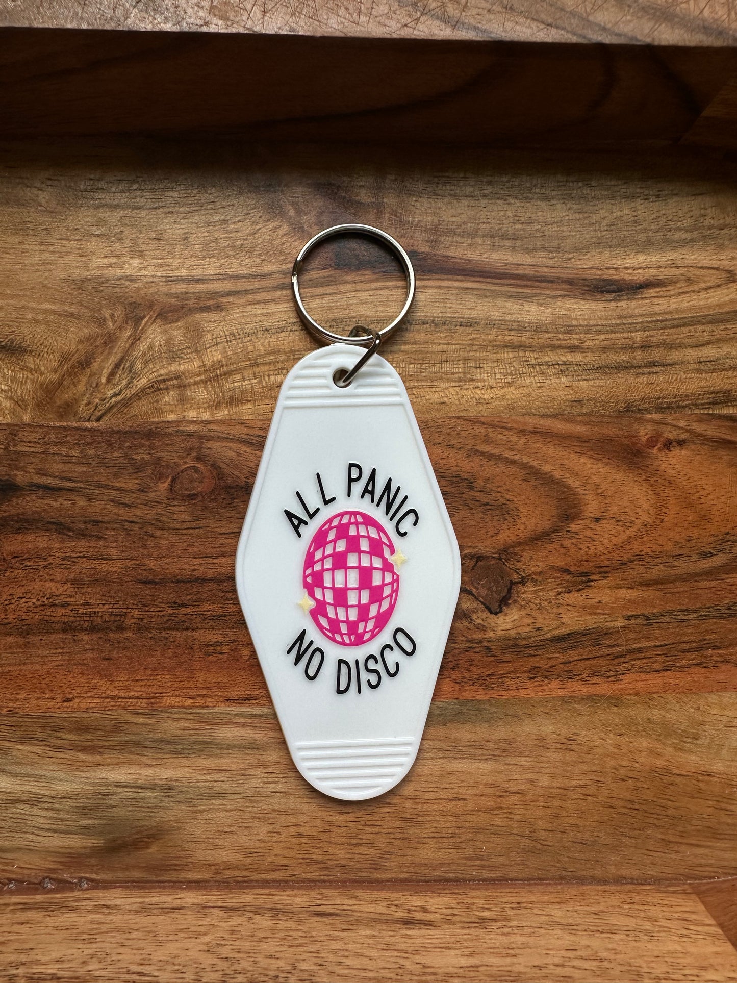 Motel keychains- 'Motel Meltdown' All Panic No Disco Funny Keychains