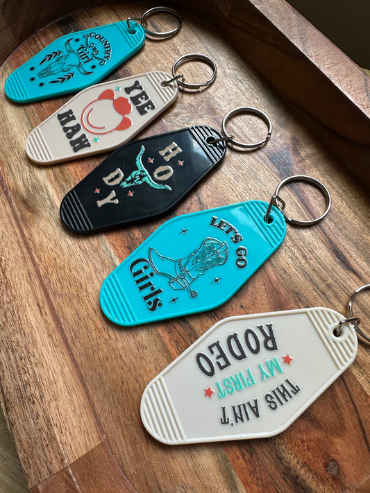 Motel Keychains -'Desert Motel Collection' Southwestern Cowboy Keychain