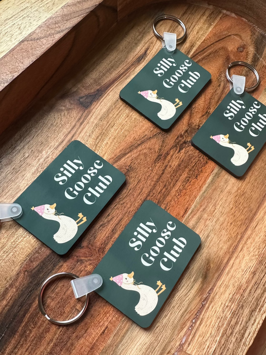 Handmade Hardboard Sublimated Keychain- ‘Silly Goose Club’