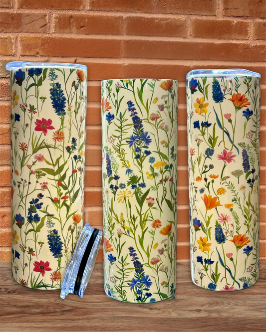 Handmade Reusable Sublimated Stainless Steel 20-Oz Skinny Tumbler + Straw + Lid – Various Designs